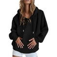 thumbnail image 3 of Meichang Hoodies for Women Oversized Long Sleeve Solid Pullover Tops Loose Hooded Sweatshirt with Pocket Fall Winter Clothes, 3 of 6
