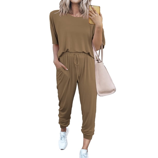 Conjunto Deportivo PRETTYGARDEN 2025 de Dos Piezas para Mujer, Color Caqui Oscuro, Talla L