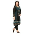thumbnail image 4 of Maple Clothing Women's Long Kurti Indian Tunics Kurta Top (Black/Green, XXL), 4 of 6