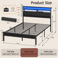 thumbnail image 4 of Satifur Queen Size Bed Frame with 2 Storage Drawers Headboard, LED & Charging Station, Black oack, 4 of 11