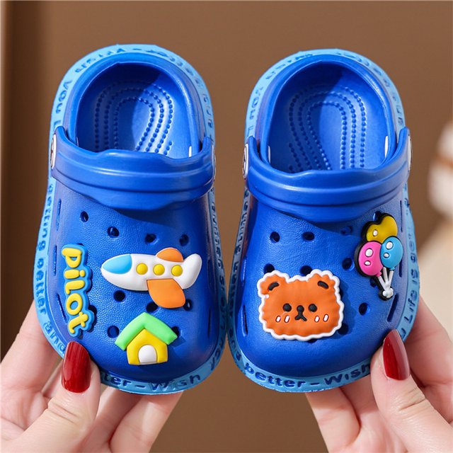 Sandalias y zapatillas para niños, de verano, con dibujos animados, suela suave, antideslizantes, para niñas, zapatos de interior con agujeros para los dedos del pie, sandalias para niños