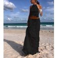 thumbnail image 4 of Two Piece Maxi Skirt Sets for Women Summer Backless Halter Beach Top Long Skirt Going Out Set 2 Piece Outfits Black S, 4 of 5