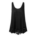 thumbnail image 4 of WTXUE Tank Tops Sleeveless, Scoop Neck Swing Cotton Top Flowy Loose Lace O-Neck Solid Tank Blouse Solid | Casual for Women's Plus Black L, 4 of 8
