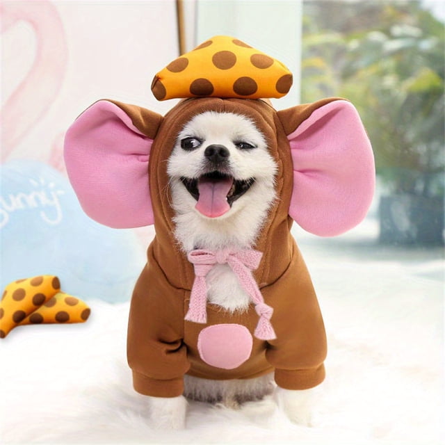 Mascota Halloween Cosplay Disfraz Ratón Espesar Divertido Mascota Ropa Para Perros Invierno Cálido Ropa Para Perros Sudaderas Con Capucha Sudadera Para Perros Pequeños Medianos Y Cachorros Lindos