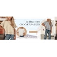 thumbnail image 5 of PUWEI Women's Crochet Short Sleeves Sweater Round Neck Ruffled Hem Pullover Casual Knit Top Blouse, 5 of 7