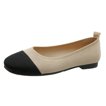 

Cathalem Fashion Spring And Summer Women Casual Shoes Flat Bottom Round Toe Fly Woven Mesh Breathable And Comfortable Colorblock Slip On Black 37