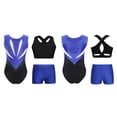 thumbnail image 2 of vastwit Gymnastics Leotards for Girls 3-Piece Dance Outfit Athletic Crop Top with Shorts Set Activewear Blue 16, 2 of 4