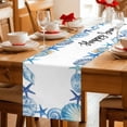 thumbnail image 5 of Blue Ocean Shells Conch Table Runner 90 Inches, Nautical Coastal Starfish Summer Bed Runner Dresser Scarves Tabletop for Indoor Outdoor Parties/Ceremony/Banquet, 13" x 90", 5 of 9