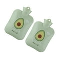 thumbnail image 3 of 2 piezas de bolsa de agua caliente con aislamiento interno, buen sellado, a prueba de fugas, bolsa de inyección de agua portátil de dibujos animados para manos, vientre, aguacate verde, 3 of 9