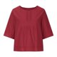 thumbnail image 5 of Top de mujer con cuello redondo y manga media - Camiseta lisa con costuras huecas - Tejido suave y elástico, informal/playa/fiesta, lavar a mano en frío, 5 of 6