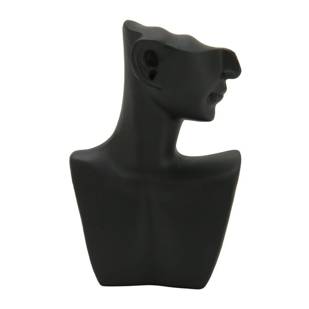 Busto de exhibición de collares, cadena de resina, maniquí de exhibición de joyas, soporte para colgantes y pendientes, talla S, color negro