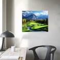 thumbnail image 3 of COMIO Golf Course Landscape Painting On Canvas Green Lake Green Hills Contemporary Wall Art Giclee Frame Landscape Art HD Printed Picture Living Room Photo Decor 20x16in, 3 of 4