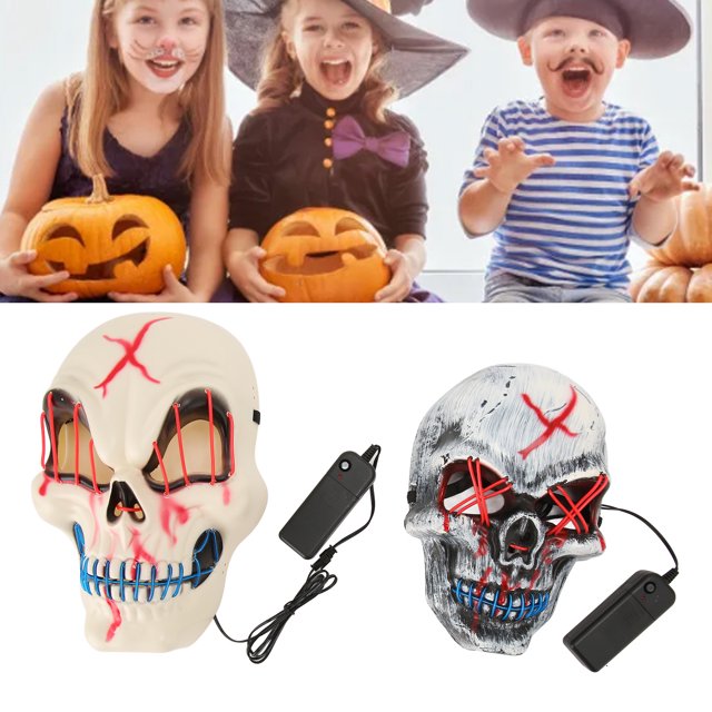 Light Up Halloween Face Cover, 3 Flashing Modes Multipurpose LED Face Cover For
