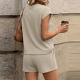 thumbnail image 4 of Lumtrix Womens 2 Piece Short Sets Cap Sleeve Summer 2026 Matching Lounge Casual Outfits Travel Beach Vacation Sweatsuit Khaki S, 4 of 5