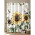 thumbnail image 4 of Shower Curtain Yellow Sunflower Shower Curtains for Bathroom, Waterproof Polyester Shower Curtain Set with Hooks, Standard Size 72" x 72" Retro Flower Butterfly, 4 of 6