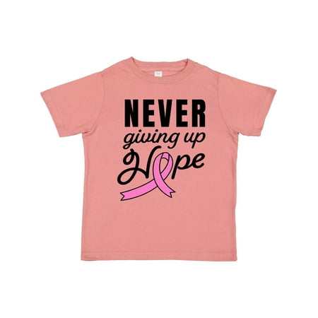 

Inktastic Breast Cancer Awareness Never Giving Up Hope Gift Toddler Boy or Toddler Girl T-Shirt