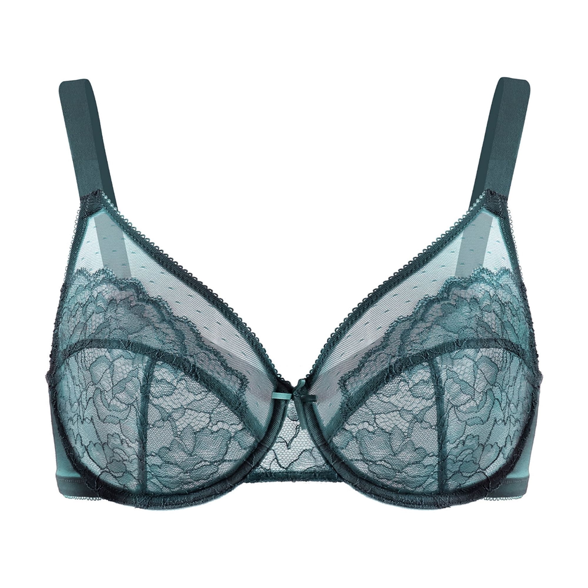 HSIA Plus Size Bras for Women Full Coverage Back Fat Underwire Unlined Bras Balsam Blue 42DD