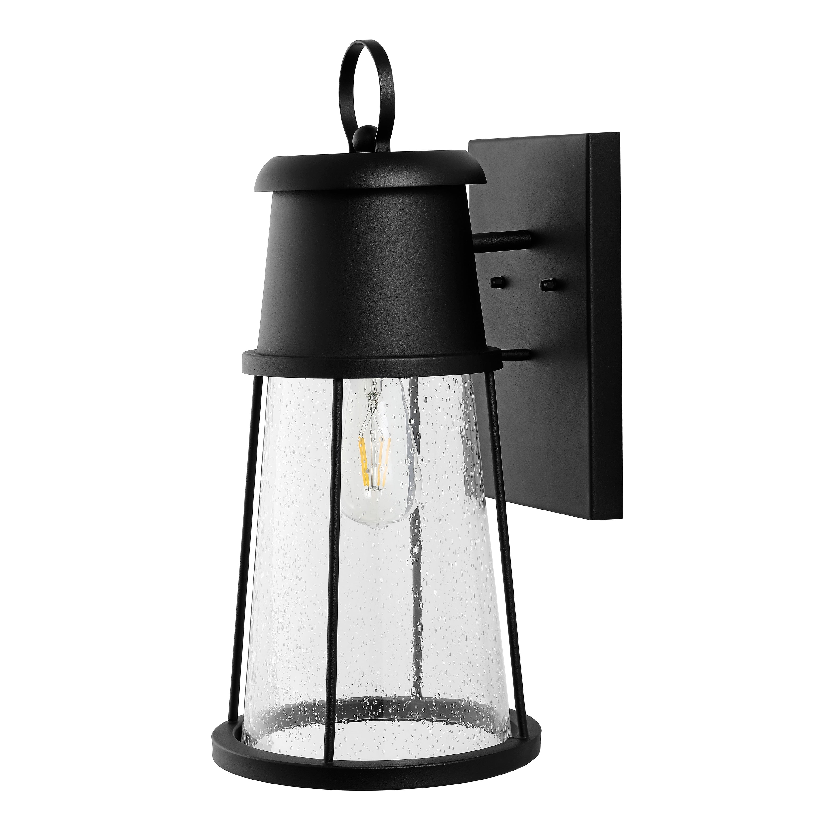 SAFAVIEH Laela Edison Tungsten Black Metal Wall Sconce with Clear Shade, Set of 2