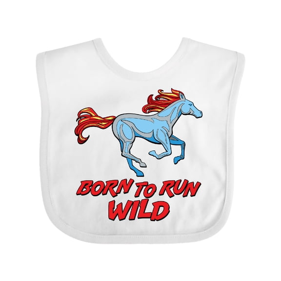 Inktastic Born to Run Wild- Galloping Horse Boys or Girls Baby Bib