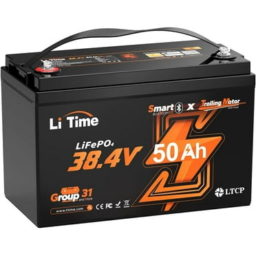 LiTime 36V 50Ah TM Bluetooth Low-Temp Protection LiFePO4 Battery 50A BMS, Deep Cycle Group31 Lithium Iron Phosphate Battery for Trolling Motors Marine Boat Home Energy