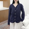 thumbnail image 2 of HAiming Women Plush Coats Fleece Long Sleeve V Neck Casual Solid Color Jackets Fall Winter Trendy Outwear Clothes, 2 of 6