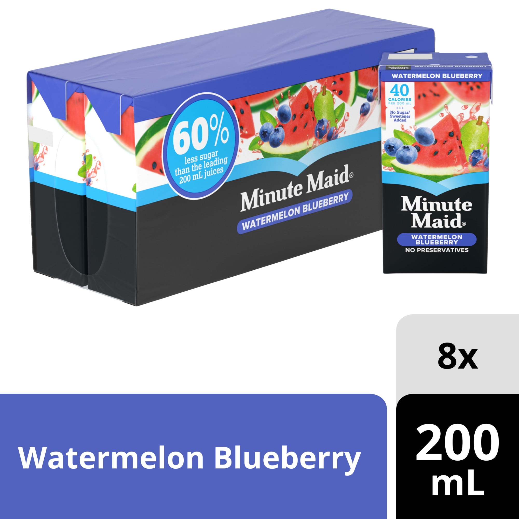 Minute Maid Watermelon Blueberry Cartons, 200 mL, 8 Pack, 200 x mL