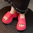 thumbnail image 5 of UTTOASFAY Ladies Spring Summer Soft Sole Open Toe Non-Slip Round Toe Solid Color Comfortable Indoor Footwear Hot Pink, 5 of 9