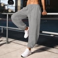 thumbnail image 3 of Womens Pants Jogging Pants Sports Pants with Pockets Loose Bottom Mid Waist Exercise Casual Pants, 3 of 8