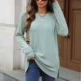 thumbnail image 6 of Maplenight Crew Neck Tops for Women Knit Long Sleeve Casual Tunic Sweaters Solid Side Slit Womens Pullover Tops for Fall Winter, 6 of 7