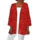 thumbnail image 2 of Cárdigan para mujer, verano otoño, brillante y brillante, estampado, manga larga, suelto, blusa informal, abrigo para mujer, 2 of 5