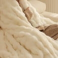 thumbnail image 5 of Fennco Styles Cuddle Bubble Faux Fur Throw Blanket 50" x 60" – White Ultra Soft Plush Textured Blanket for Couch, Bedroom, Living Room Décor, 5 of 6