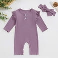 thumbnail image 2 of Hessimy Baby Girls Short-Sleeve Bodysuit Baby Girls Romper Soft Breathable(Purple, 2 of 7