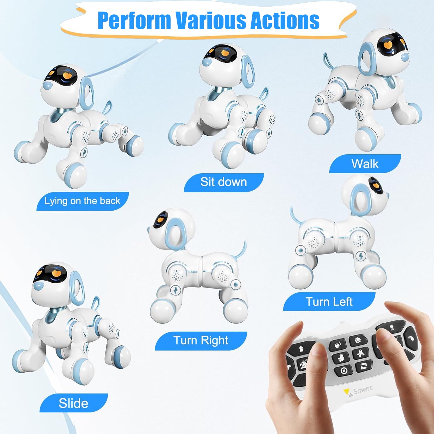 KIVDIT Robot Dog for Kids,Programmable Remote Control Robot Dog,Singing Dancing RC Robot Toys with Interactive Touch,LED Eyes,Volume Control