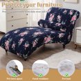 thumbnail image 4 of Dznils Printed Armless Chaise Lounge Slipcover Stretch Polyester Furniture Chair Cover, Navy, 4 of 11