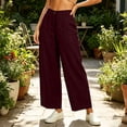 thumbnail image 6 of Xdegoge Straight Leg Linen Pants for Women Comfy Business Casual Work High Waisted Office Bottoms with Pockets Relaxed Fit Summer Dressy Trousers, 6 of 8