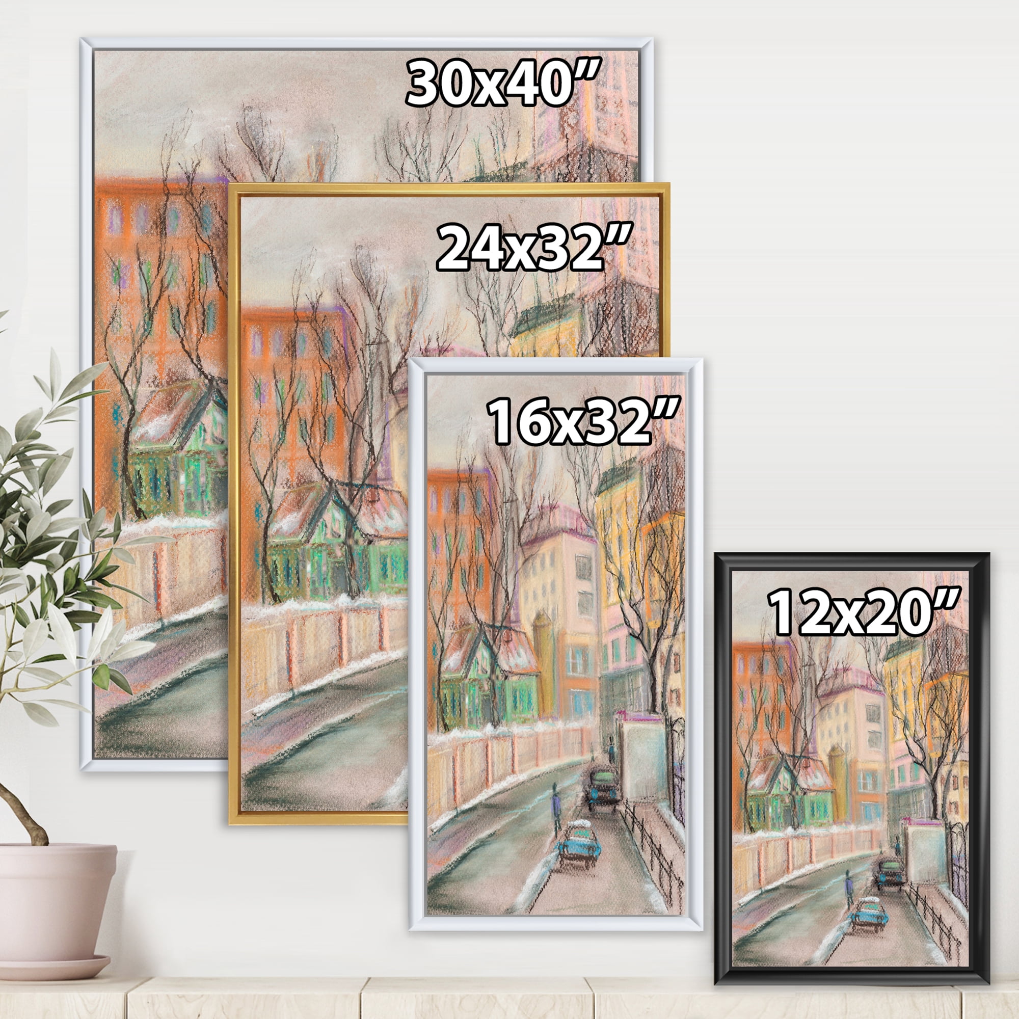 Designart 'Lanes In Moscow Cityscape' Traditional Framed Canvas Wall Art Print