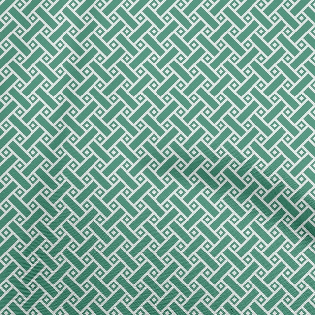 oneOone Cotton Cambric Green Fabric Geometrical Craft Projects Decor Fabric Printed By The Yard 56 Inch Wide