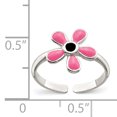 thumbnail image 2 of 925 Sterling Silver Pink Flower Adjustable Toe Ring Open Midi, 2 of 6