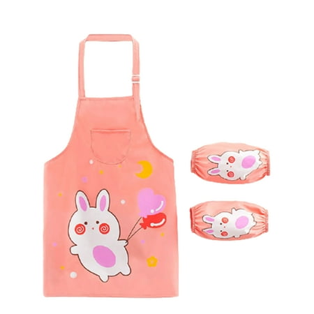 

Grandest Birch 3Pcs/Set Children Apron Cartoon Character Pattern Waterproof Breathable Kids Cooking Apron with Sleeves for DIY Lea