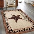 thumbnail image 2 of 3'x5' Rug for Living Room Bedroom, Western Star Brown Washable Area Rugs Non-Slip Carpet Mats, Texas Stars Retro Farmhouse Buffalo Plaid Indoor Low Pile Area Rug Runner for Kitchen, Mudroom, 2 of 8