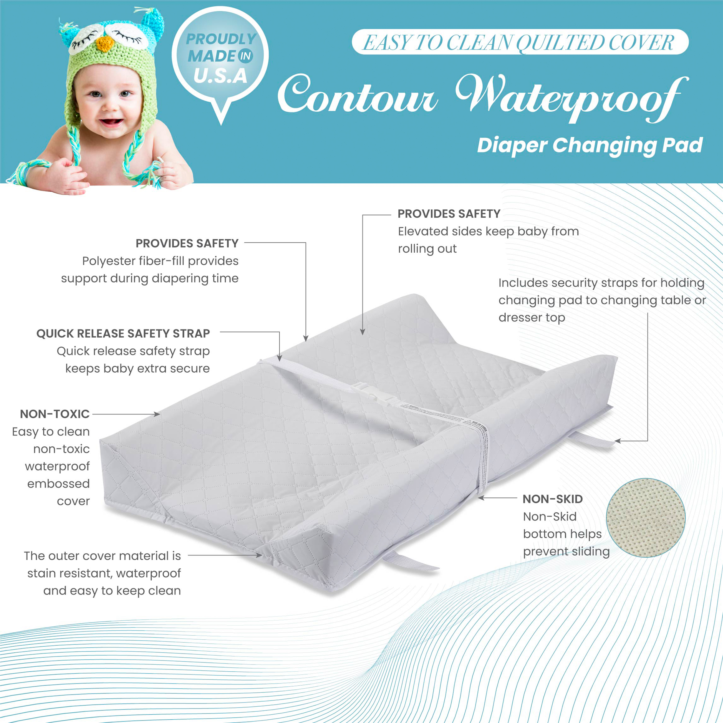 L.A. Baby Contoured Diaper Changing Pad, White, 32 Inches photo 4