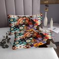 thumbnail image 3 of Horse Quilt Set Western Bedspread Set King,Exotic Geometry Aztec Coverlet Set Brown Cowhide Quilted Bohemian Flowers Room Decor, 3 of 5