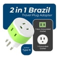 thumbnail image 3 of Adaptador de enchufe de viaje OREI Brasil tipo N con 2 entradas de EE. UU., paquete de 3, 3 of 9