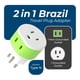 thumbnail image 3 of Adaptador de enchufe de viaje OREI Brasil tipo N con 2 entradas de EE. UU., paquete de 3, 3 of 9