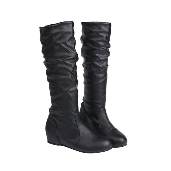 OUNONA Thigh High Boots for Women Made of PU and Rubber Black Long Boot Ideal for Cold Weather Gifts 36 Size