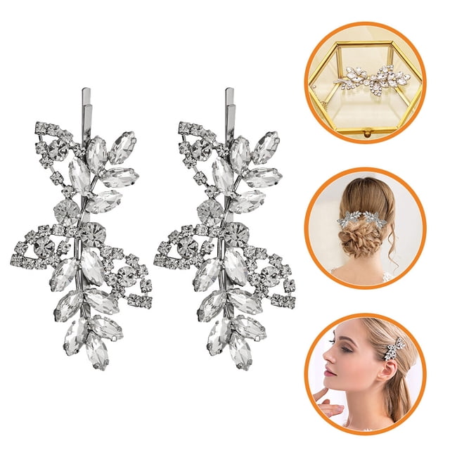 OULII 2Pack Elegant Hair Barrettes in Leaf Shape for Girls Parties