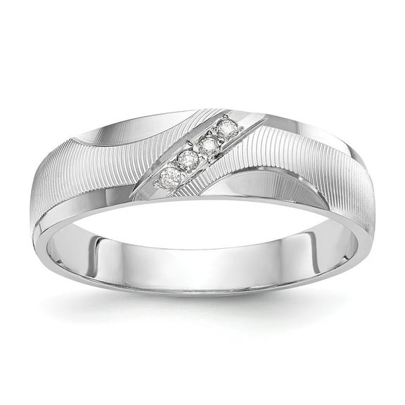 14K White Gold Ring Band Wedding Diamond Round AA Quality Trio Mens