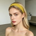 thumbnail image 2 of PoureLoom Simple Solid Fabric Headband for Women, Thin Wide Non Slip Hair Hoop, Minimalist Plain Stretchy Headband for Daily Makeup Sports Casual Hair Accessories Yellow One Size, 2 of 4