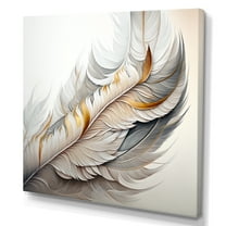 Designart White Watercolor Feather Canvas Wall Art
