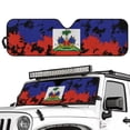 thumbnail image 2 of XYZCANDO Haiti Flags Windshield Sun Shade for Jeep Wrangler JL JLU 2018-2025 / Jeep Gladiator 2020-2025 UV Rays Blocker Sun Visor Shade Keep Vehicle Cool 51.57 in *16.14 in, 2 of 7
